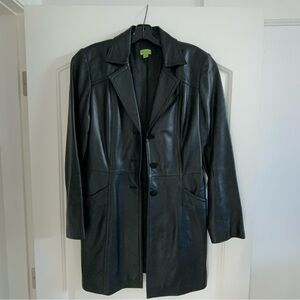 EUC John Carlisle Essentials Black Leather Coat